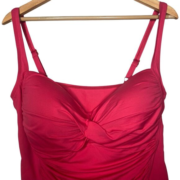 La Blanca Swim Tankini Top Size 18W Tummy Control Swimsuit Pink Ruched Padded - Picture 6 of 9